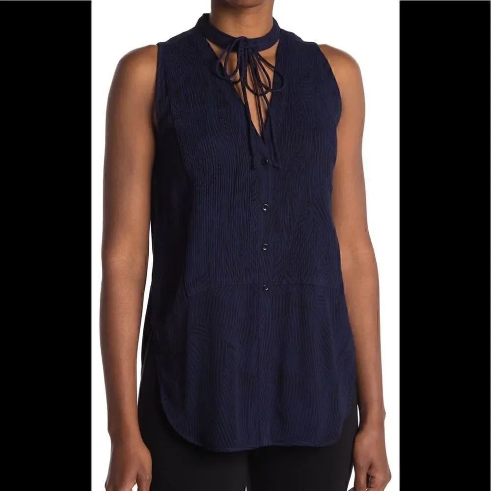 Proenza Schouler printed georgette tie front top